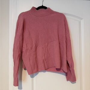 Madewell Pink Ribbed mock neck recycled cashmere Sweater